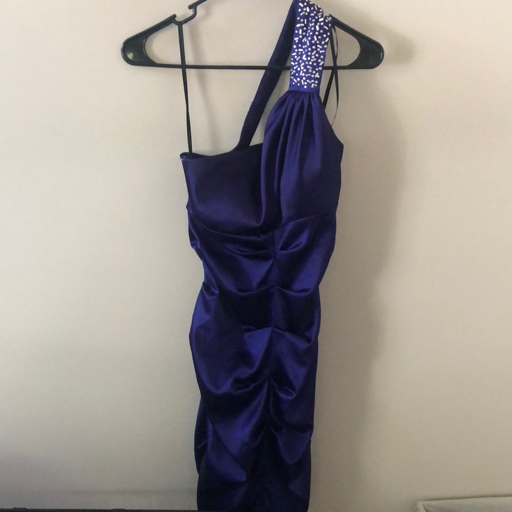 One Shoulder Indigo Dress